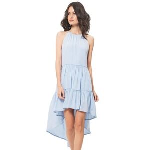 Elliatt‎ Culture Halter Neck High Low Asymmetrical Dress Powder Blue Tiered S